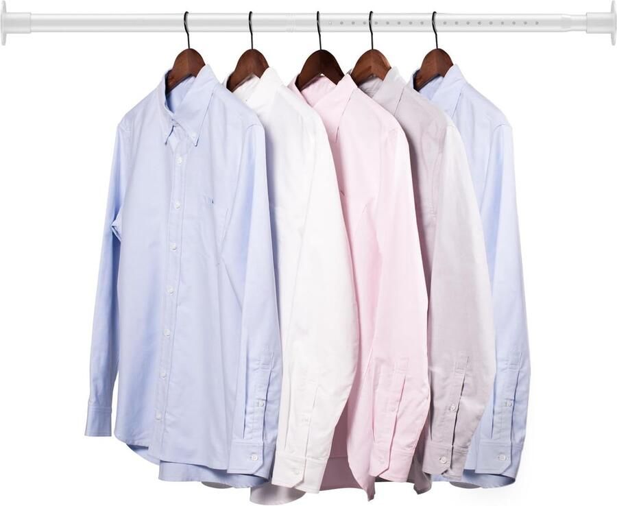 Boraboi Kledingrek met Verstelbare Uittrekbare Kledingstang van Roestvrij Staal voor Slaapkamer Mat Wit