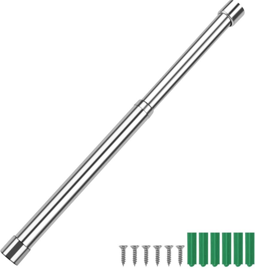 Boraboi Kledingstang Verstelbare Telescopische Wandgarderobe voor Kast en Meer Zilver 31-51 cm
