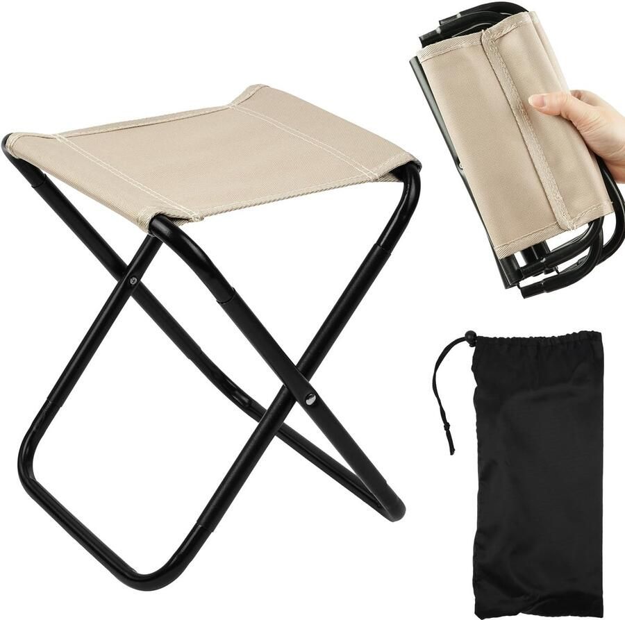 Boraboi Kleine draagbare opvouwbare kruk voor kamperen tuinieren en vissen met opbergtas