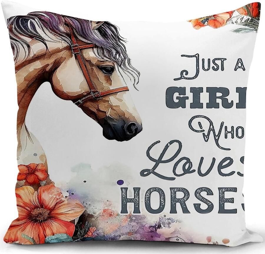 Boraboi Kussenhoes met Paardenontwerp voor Meisjes Vrouwen Dochter of Kleindochter Perfect voor Thuisdecoratie op Bank of Sofa 40x40 cm