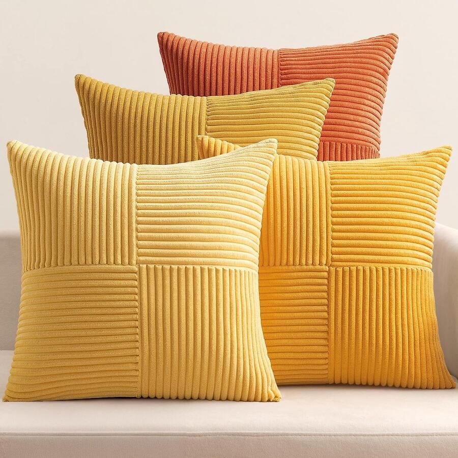 Boraboi Kussenslopen set van 4 in kleurrijk patchwork ontwerp ideaal voor bank of stoel 40 x 40 cm