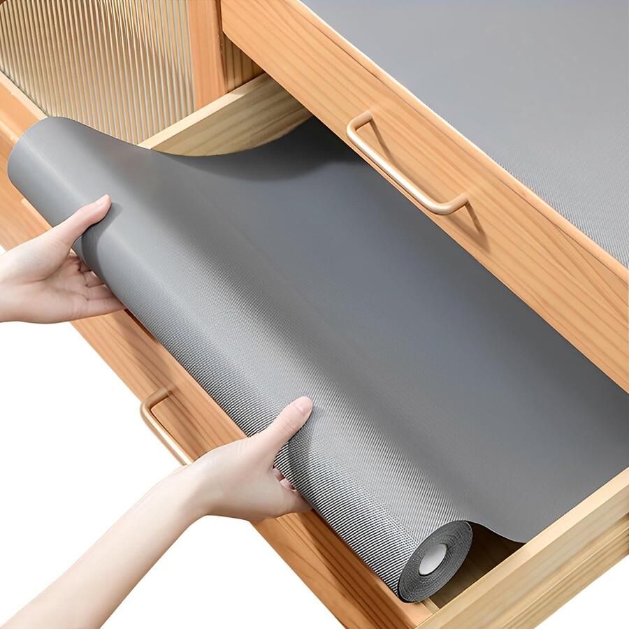 Boraboi Lademat voor Keukenkasten en Laden Waterdichte Antislipmat 48 x 500 cm Grijs