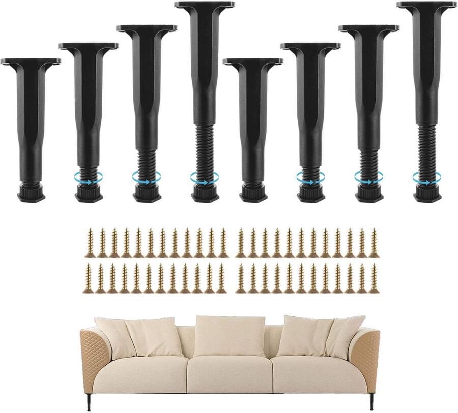 Boraboi Maatwerk Verstelbare Meubelpoten Set 8 Stuks Hoogte Instelbaar van 16 5 tot 28 5 cm