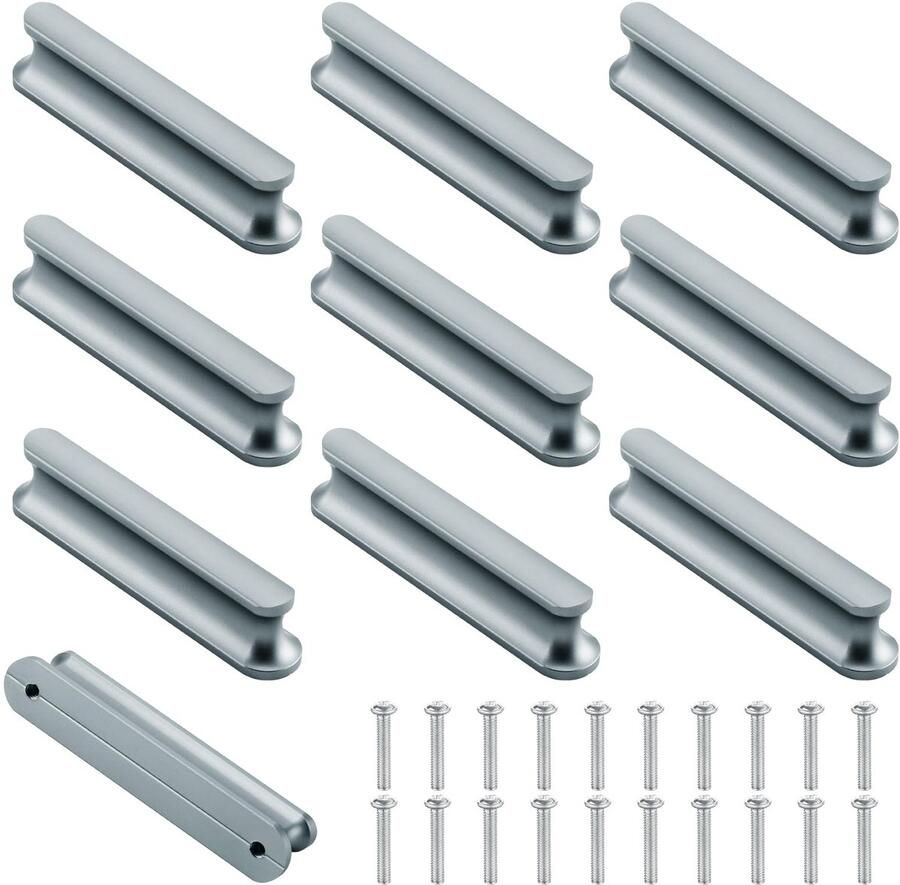 Boraboi Moderne en Stijlvolle Kast- en Keukengrepen voor Meubeltoepassingen Set van 10 Stuks Grijze Afwerking