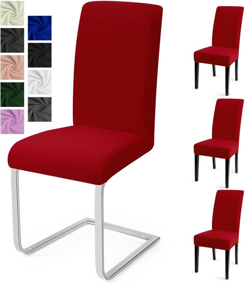 Boraboi Moderne Stretch Stoelhoezen Set van 4 voor Eetkamer en Feestelijke Decoratie Rood