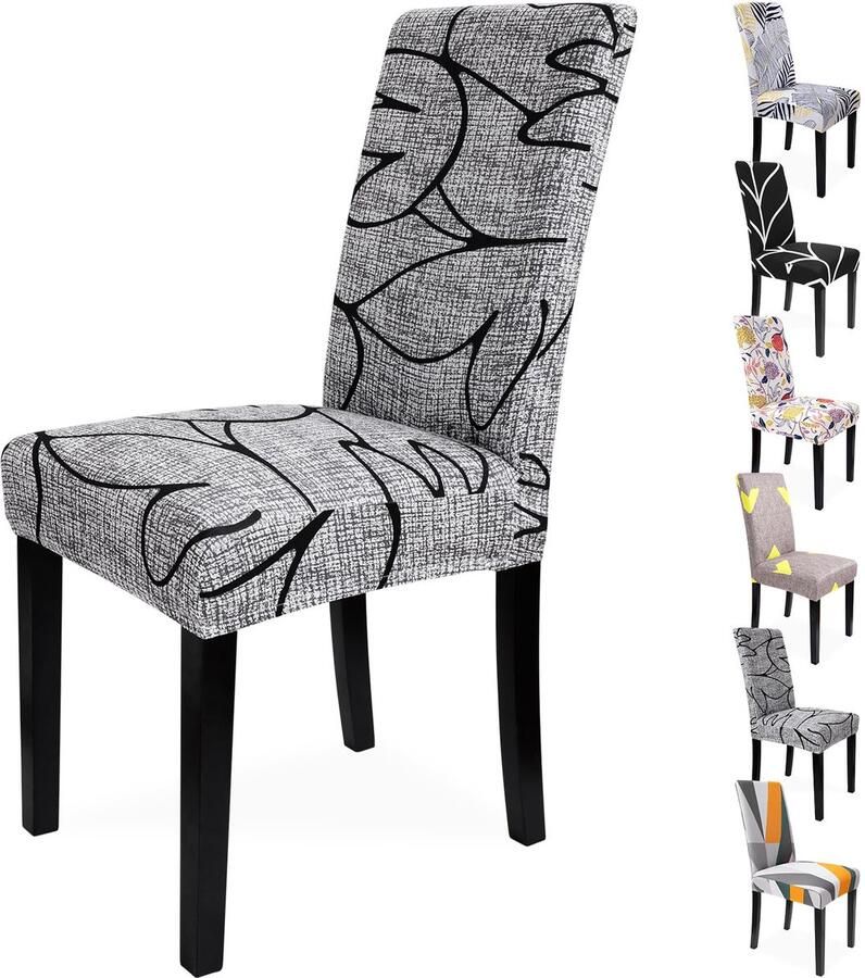 Boraboi Moderne Stretchbare Stoelhoezen Set van Vier met Graffiti Ontwerp voor Kamers