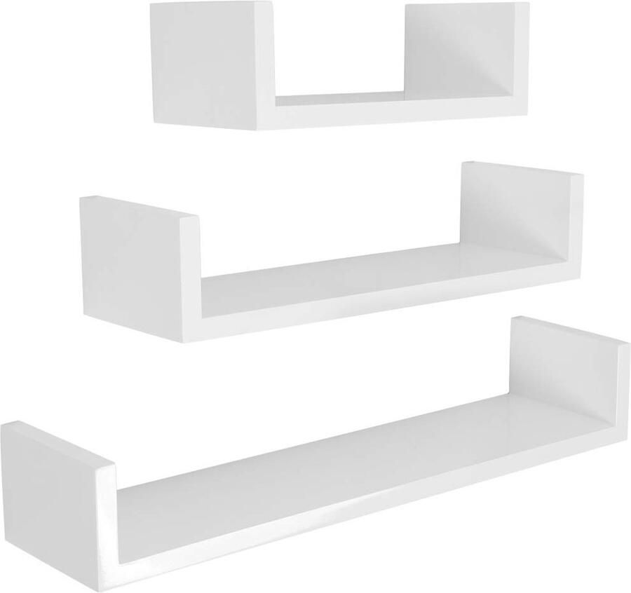 Boraboi Moderne U-vormige zwevende wandplanken set van 3 voor veelzijdig gebruik in huis