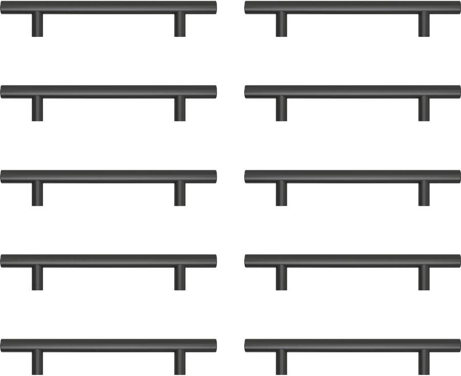 Boraboi Moderne zwarte handgrepen voor keukenkasten en ladekasten set van 10 stuks roestvrij staal 128 mm