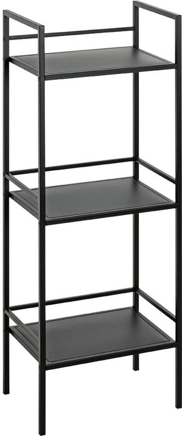 Boraboi Moderne zwarte metalen plank met drie stevige legplanken voor veelzijdig gebruik