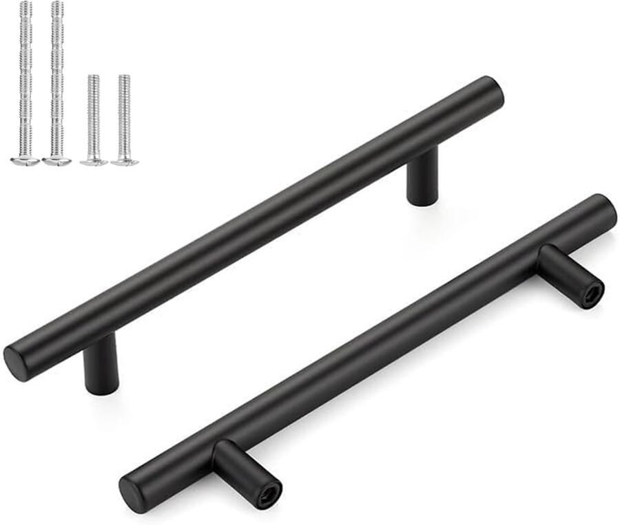 By Shayne Krachtige Zwarte Keukenkastgrepen van Roestvrij Staal Set van 12 Stuks