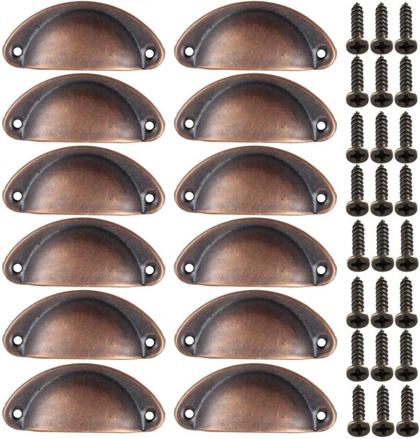Boraboi Mooie en Functionele Koperen Schelpgrepen voor Meubels Set van 12 Stuks