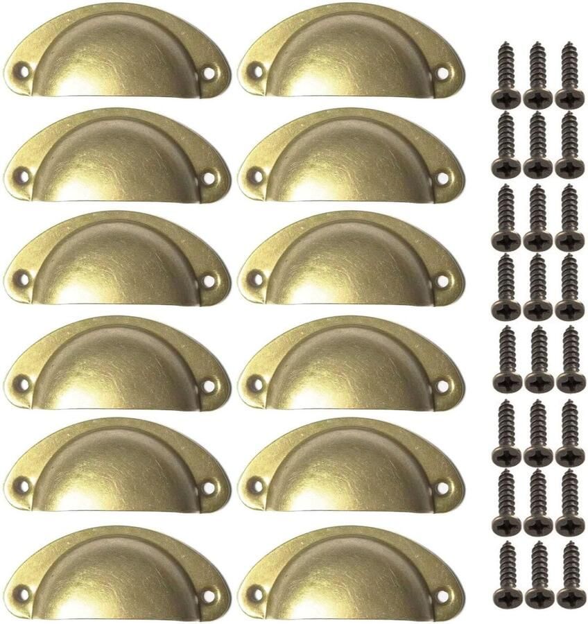 Boraboi Mooie Vintage Messing Meubelgrepen voor Commode Lade en Keukenkasten Set van 12 Stuks