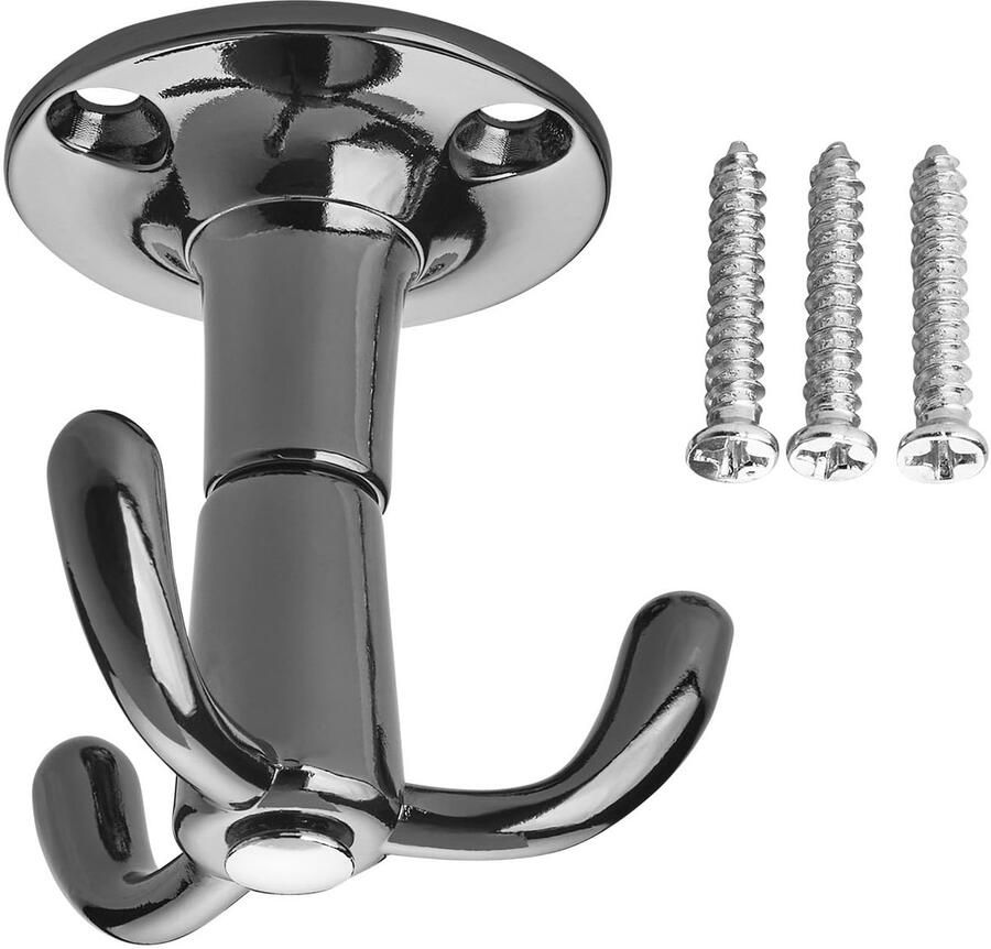 Boraboi Multifunctionele Zwart Verchroomde Aluminium Draaihaak Set voor Garderobe en Keuken