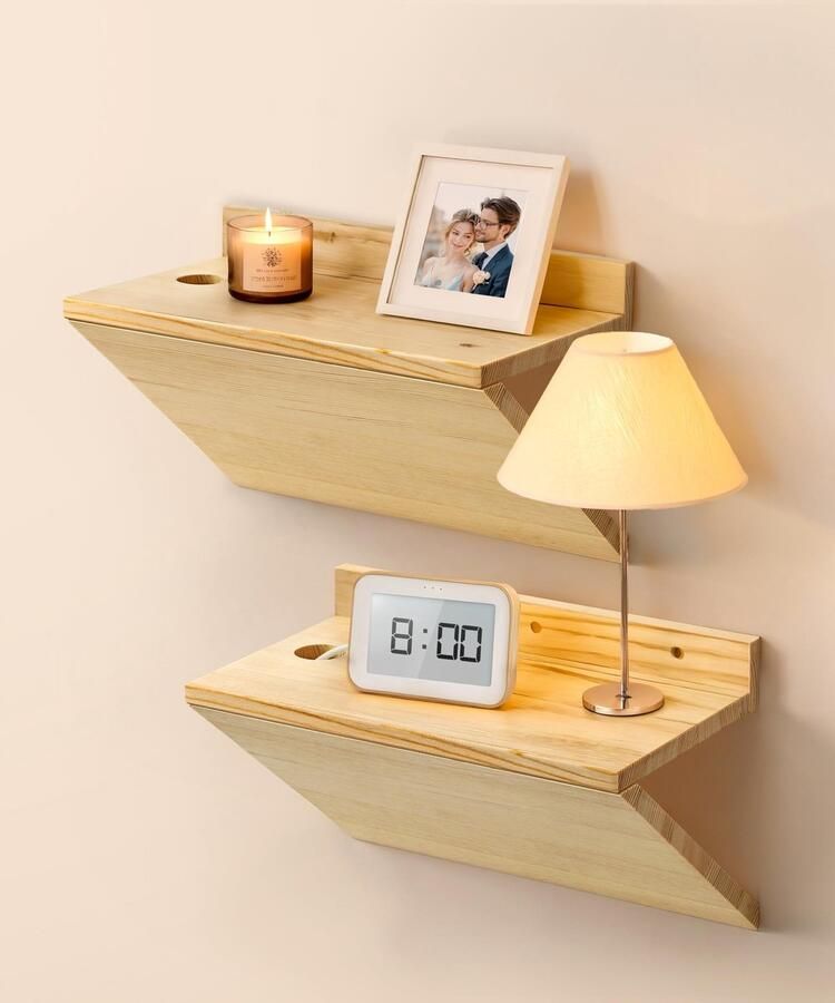 Boraboi Nachtkastje set van 2 met modern zwevend ontwerp en kabelbeheer voor ruimtebesparing