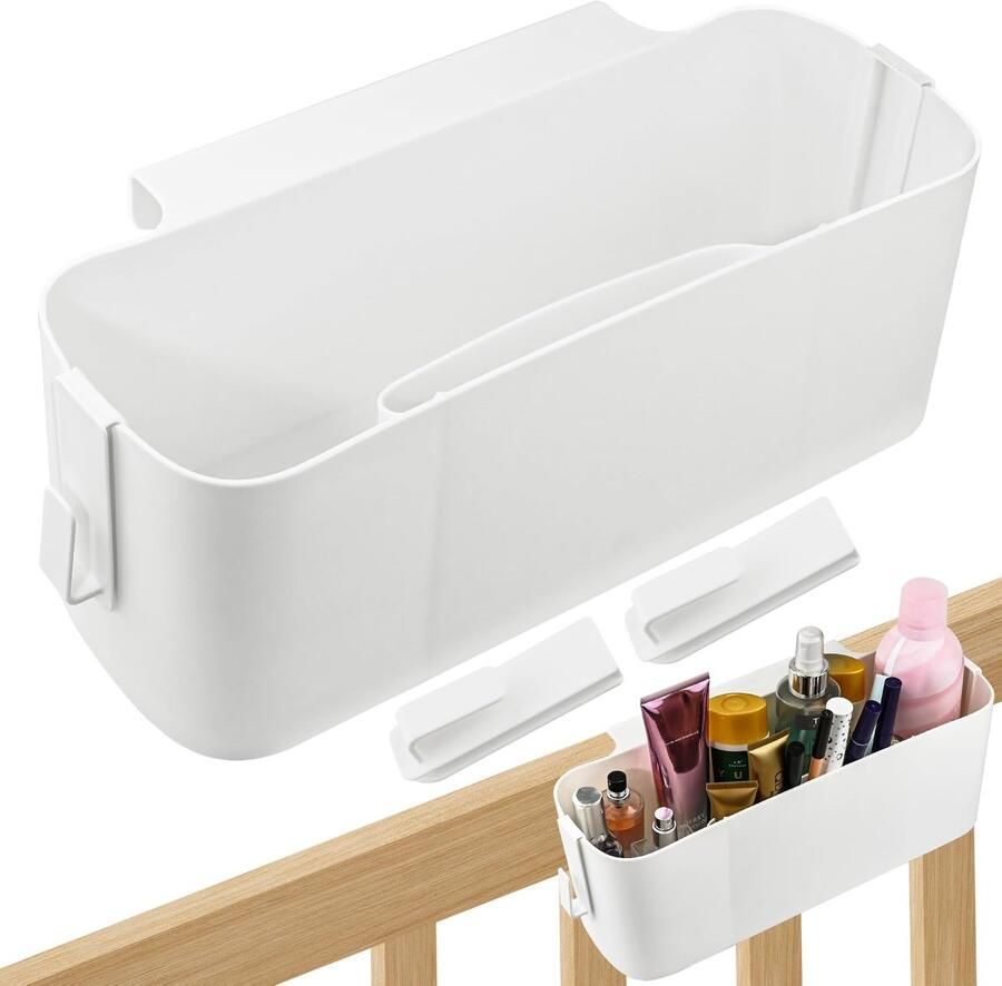 Boraboi Opbergtas voor aan bed met afneembare haken multifunctionele hangorganizer voor boeken en accessoires