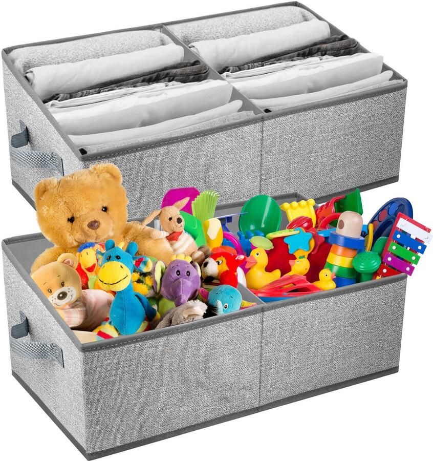 Boraboi Opvouwbare Kledingkastorganizers Set van 2 met Handvatten voor Efficiënte Opbergruimte en Orde in Huis