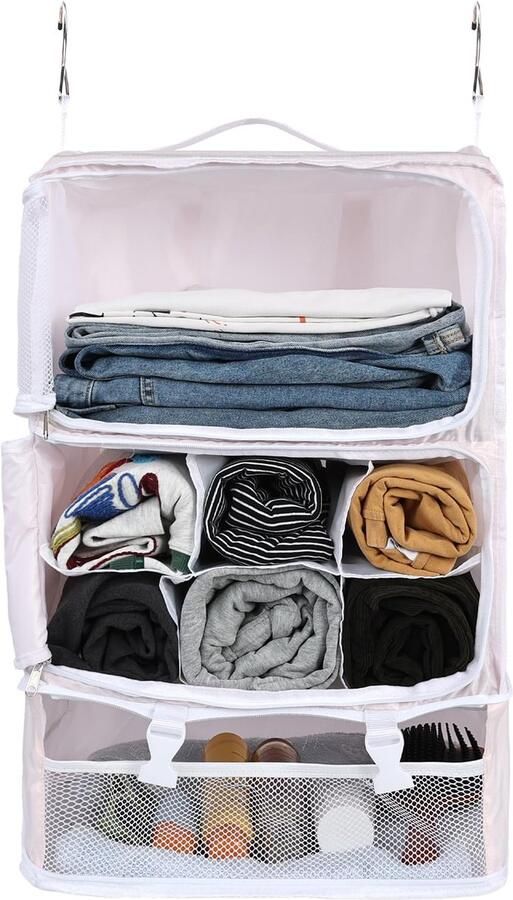 Boraboi Opvouwbare Reistas met Grote Capaciteit en Uitbreidbare Laag voor Koffers in Roze XXL