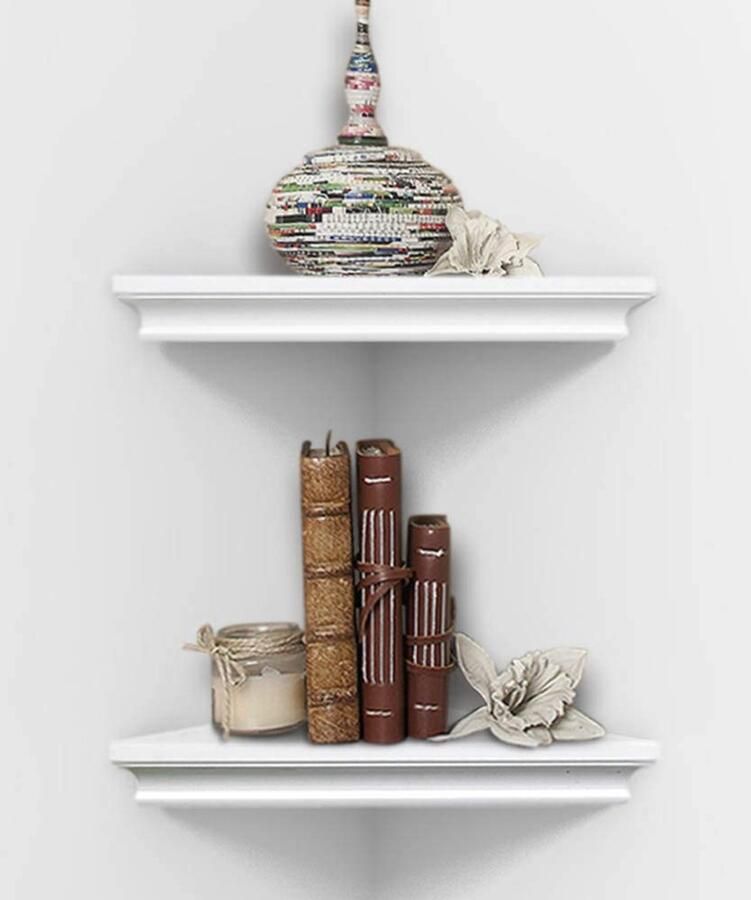 Boraboi Praktisch en Stijlvol Wit Wandrek voor Hoekmontage in Woonkamer Keuken en Meer