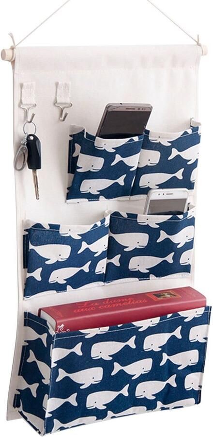 Boraboi Praktische Hangende Organizer met 5 Vakken en Sleutelhaken voor Deur of Muur