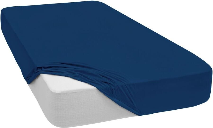 Boraboi Premium Katoenen Jersey Hoeslaken in Donkerblauw voor Waterbed en Boxspringbedden 160 x 200 cm 28 Kleurenopties