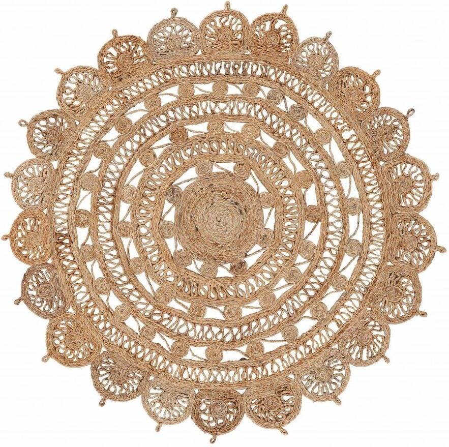 Boraboi Rond Handgeweven Jute Tapijt in Boho Stijl voor Ruimtes 60 cm