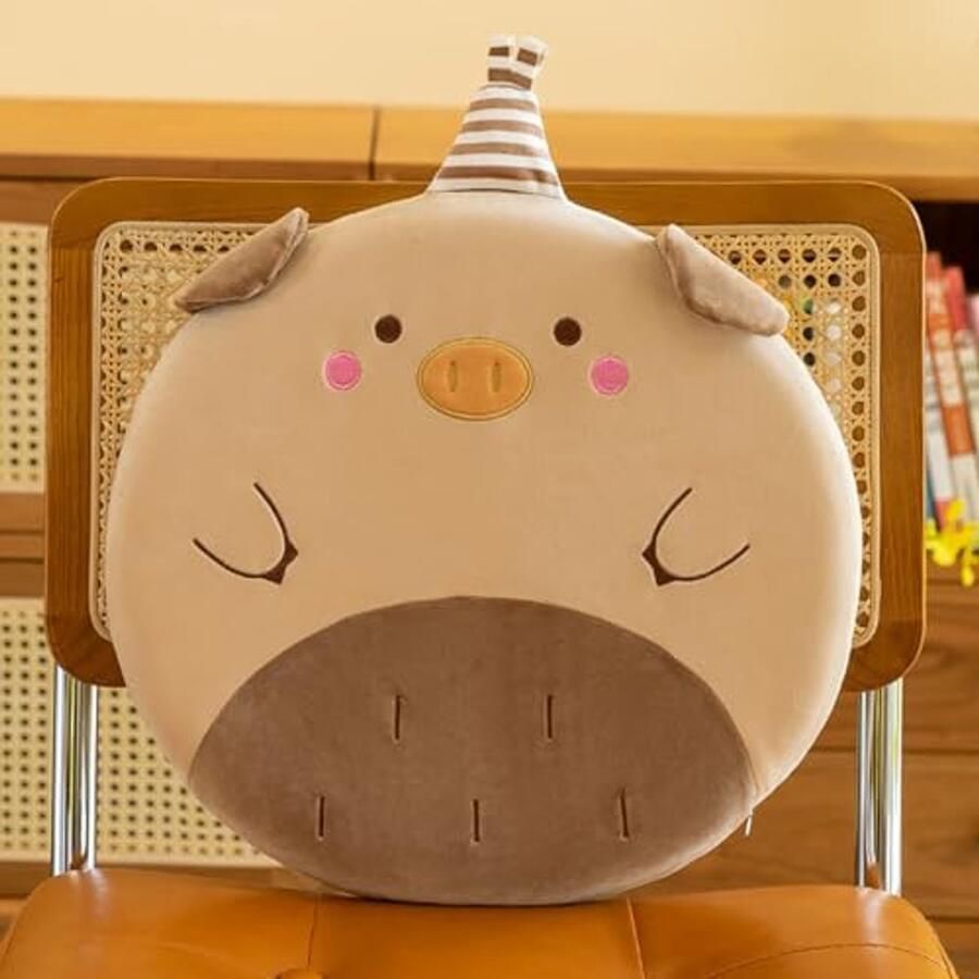 Boraboi Rond Kinderstoelkussen met Schattige Cartoon Dierenprint en Comfortabel Traagschuim 40 cm