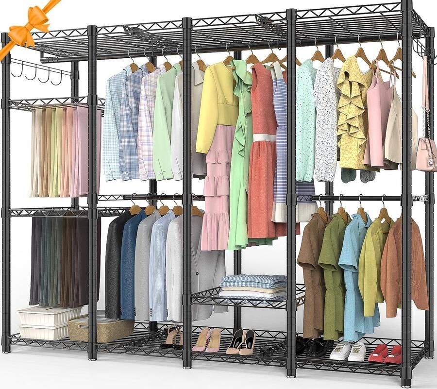 Boraboi Ruime open kledingkast met verstelbare planken en stangen voor optimale opslag