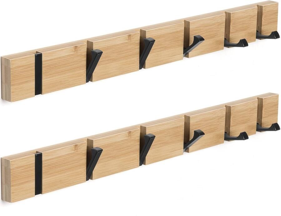 Boraboi Ruimtebesparende Wandgarderobe met 6 Opvouwbare Haken voor Kledingstukken en Accessoires