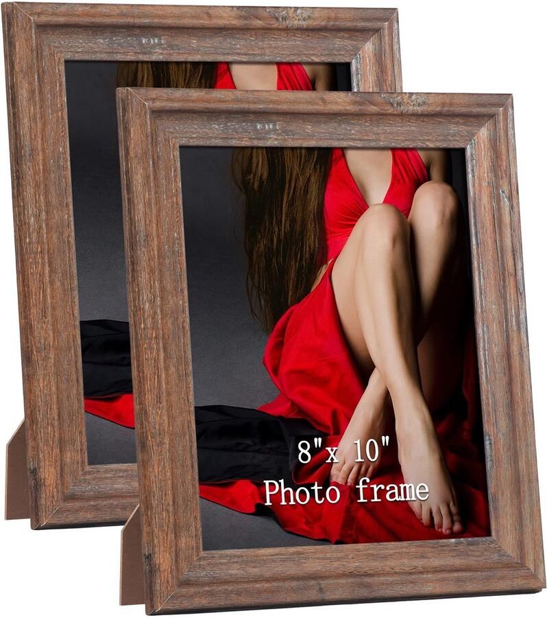 Boraboi Rustieke Fotolijst Set van 2 voor Wand en Tafel in Klassiek Bruin Design 20 x 25 cm