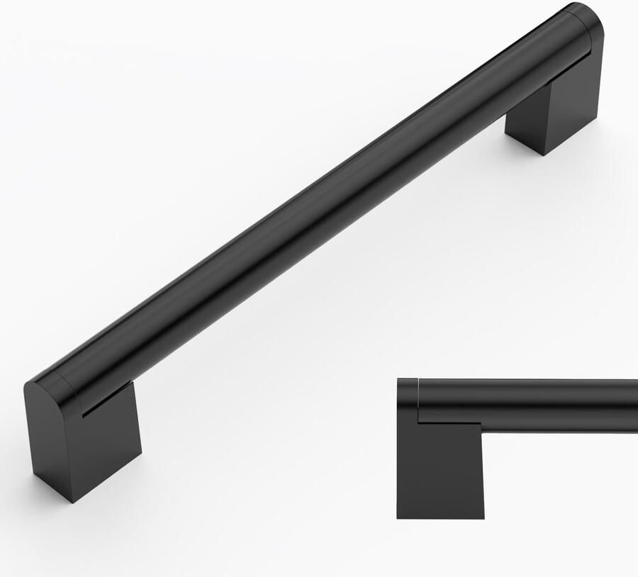 Boraboi Set van 10 Moderne Zwarte Kastgrepen van Roestvrij Staal voor Keuken en Kledingkast