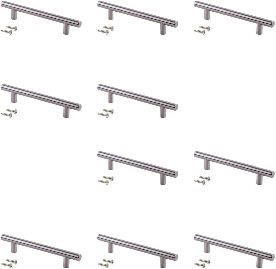 Boraboi Set van 10 stijlvolle meubelgrepen met satijnen nikkelfinish en stalen constructie