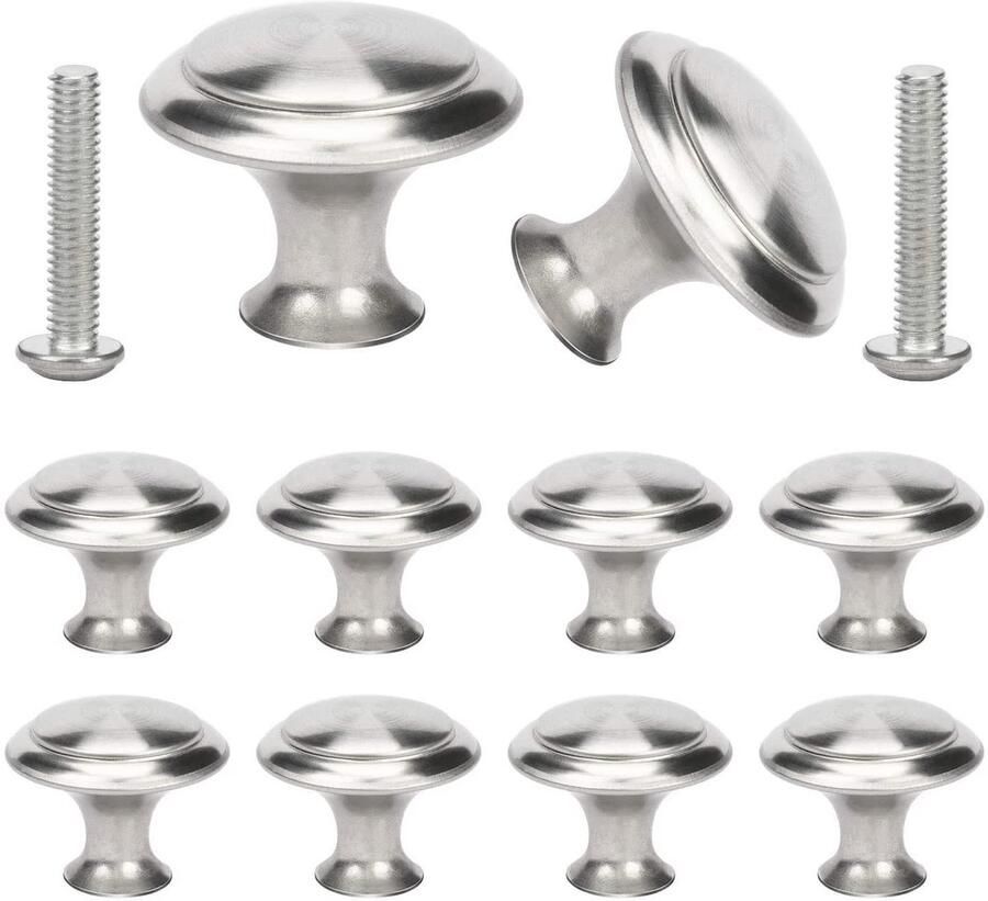Boraboi Set van 10 Stijlvolle Zilveren Kastknoppen in Roestvrij Staal voor Meubeltoepassingen