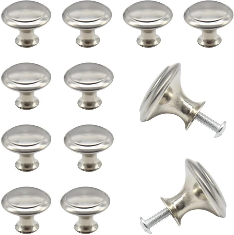 Boraboi Set van 12 zilverkleurige antieke meubelknoppen met schroeven voor kasten en lades