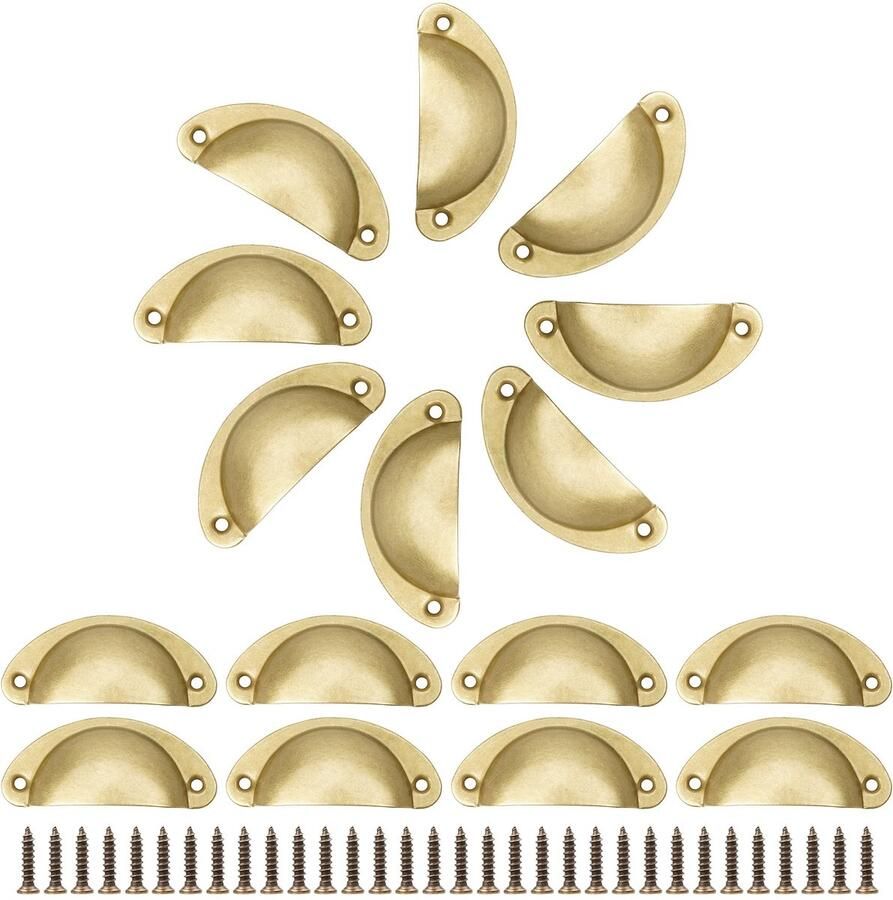 Boraboi Set van 16 Klassieke Messing Schelpgrepen voor Kasten en Laden met Retro Uiterlijk