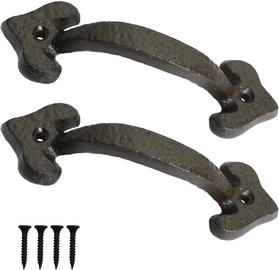 Boraboi Set van 2 Vintage Deurgrepen voor Kasten en Meubels met Retro Ontwerp in Zwart Gietijzer