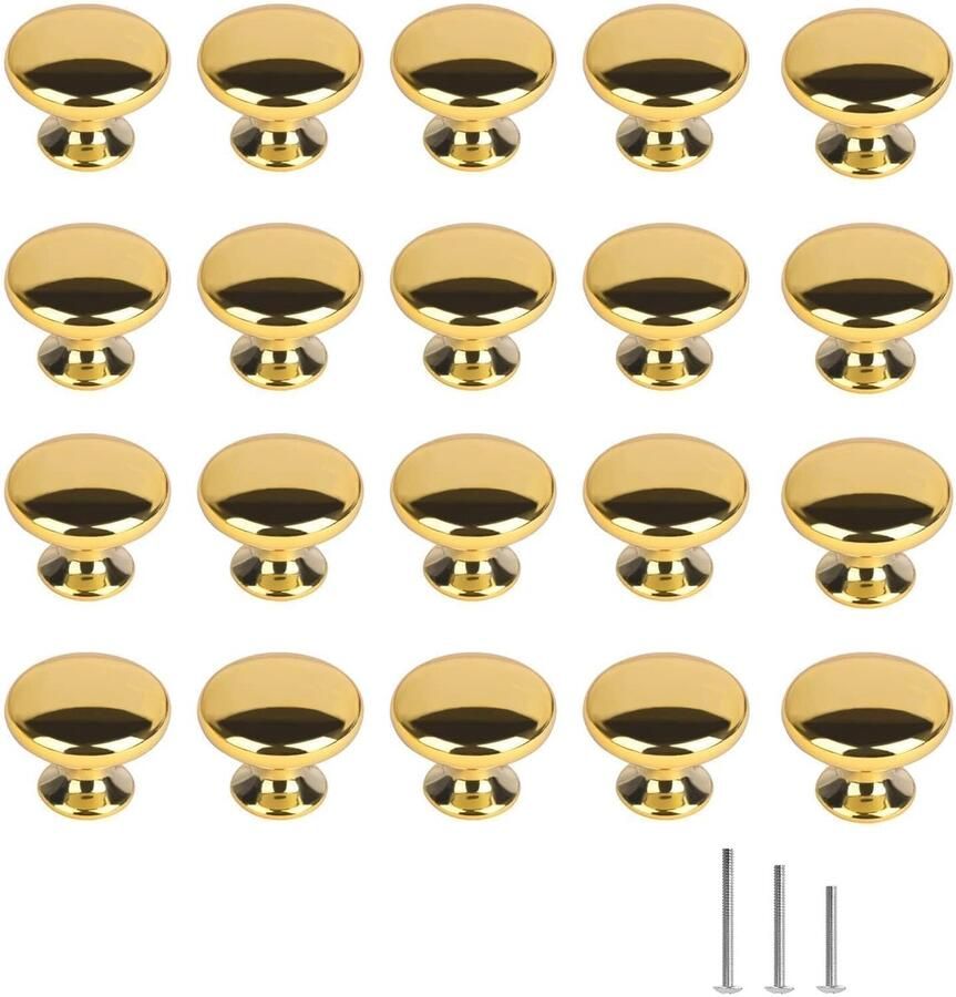 Boraboi Set van 20 luxe gouden meubelknoppen met gepolijste chromen afwerking voor veelzijdig gebruik