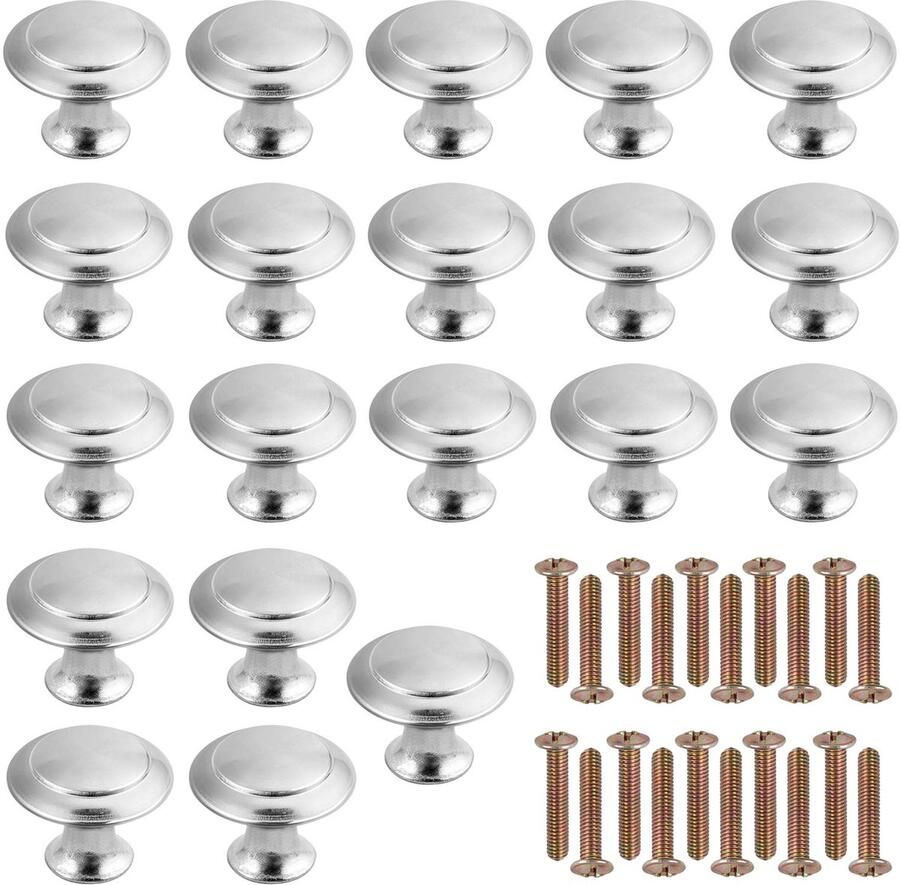 Boraboi Set van 20 Stuks Zilverkleurige Kastknoppen voor Moderne Meubelupgrades