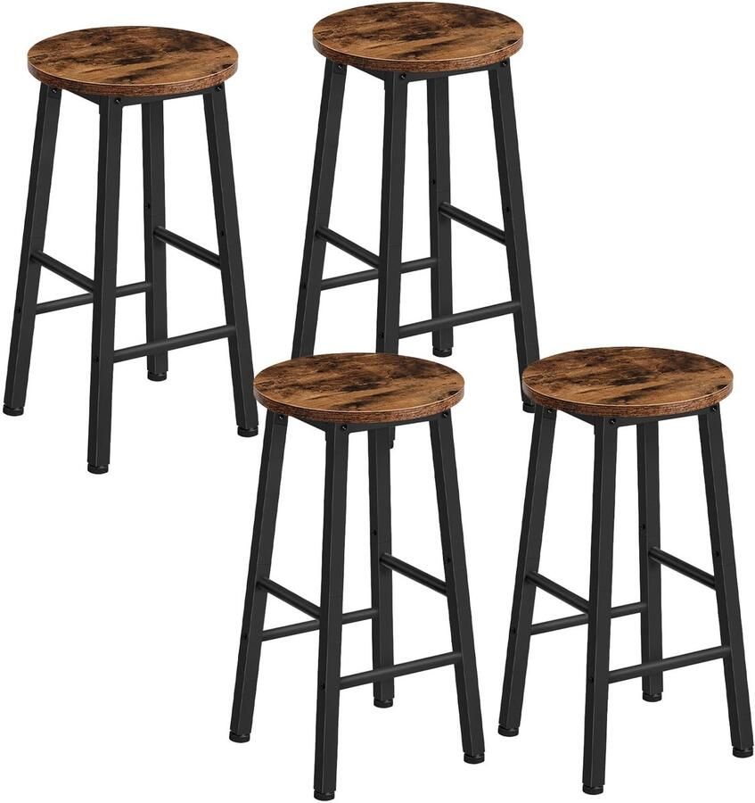 Boraboi Set van 4 Barstoelen met Voetsteunen in Verstelbare Hoogtes voor Keuken en Badkamer