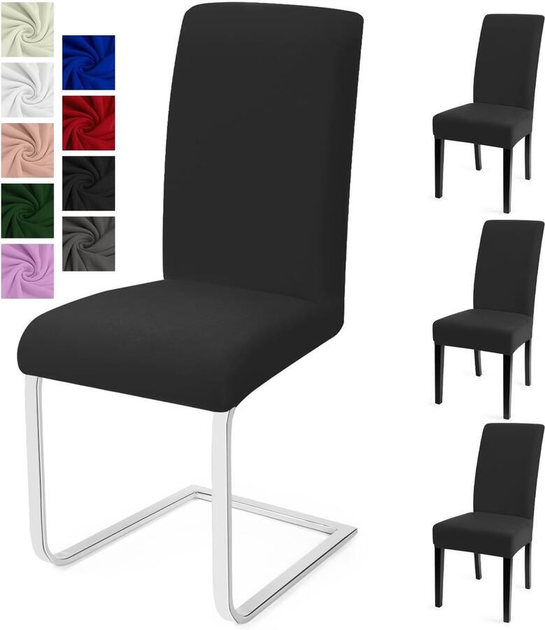 Boraboi Set van 4 Moderne Stretch Stoelhoezen voor Eetkamer en Feestelijke Gelegenheden Donkergrijs