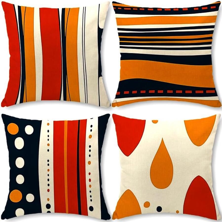 Boraboi Set van 4 stijlvolle kussenhoezen voor buitengebruik met abstracte prints 45 x 45 cm ideaal voor tuinbank