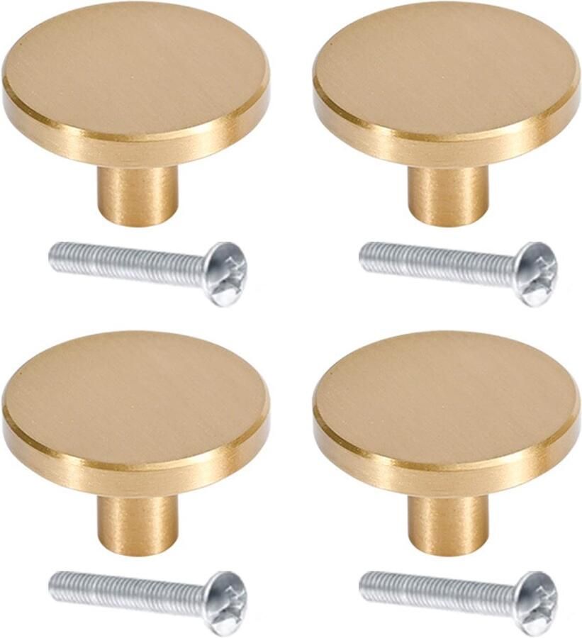Boraboi Set van 4 Vintage Goudkleurige Messing Kastknoppen met Schroeven voor Meubels en Laden