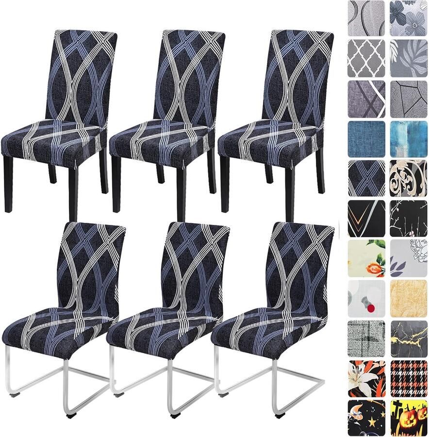 Boraboi Set Van 4 6 Elastische Stoelhoezen Voor Eetkamerstoelen Verwijderbaar En Wasbaar Grijs