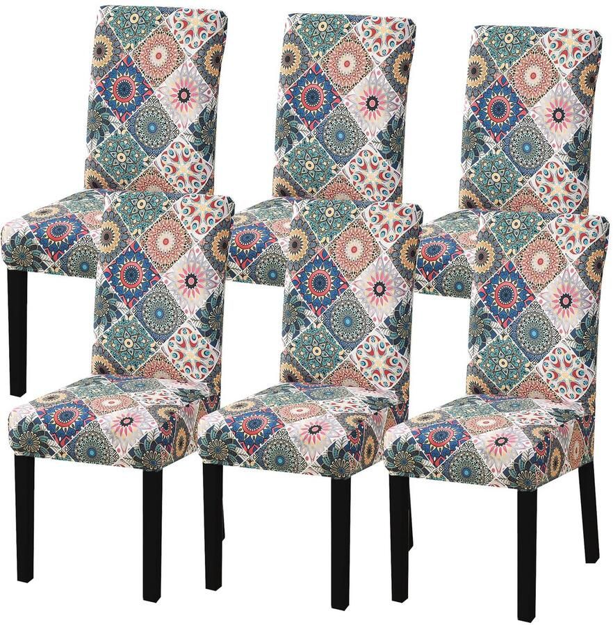 Boraboi Set van 6 Luxe Stretch Stoelhoezen voor Eetkamerstoelen Wasbaar en