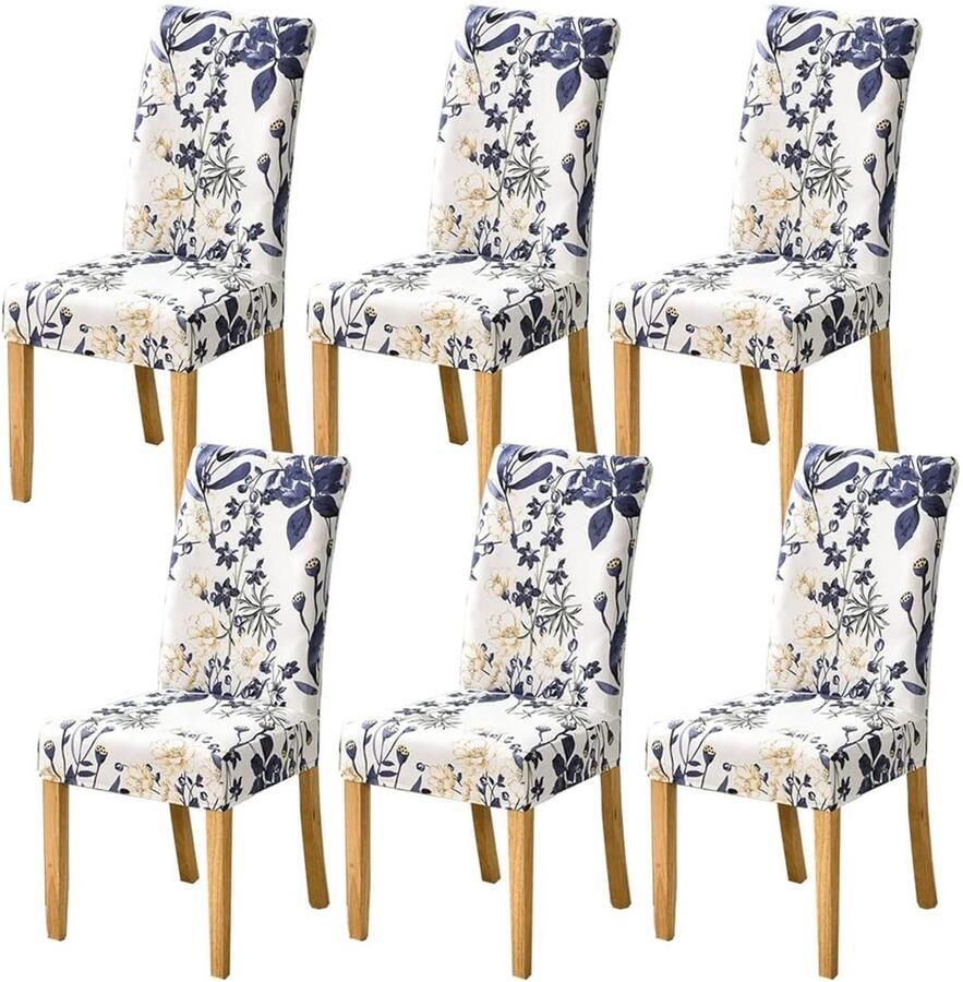 Boraboi Set van 6 Stretchbare en Wasbare Stoelhoezen voor Eetkamerstoelen Bruiloften en Feesten