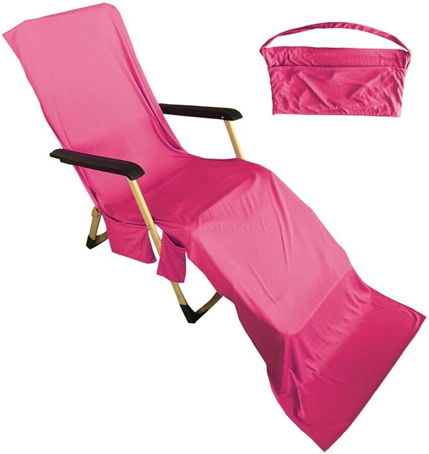 Boraboi Sneldrogend microvezel ligbed strandhanddoek met handige zijvakken voor vakantie en zwembad