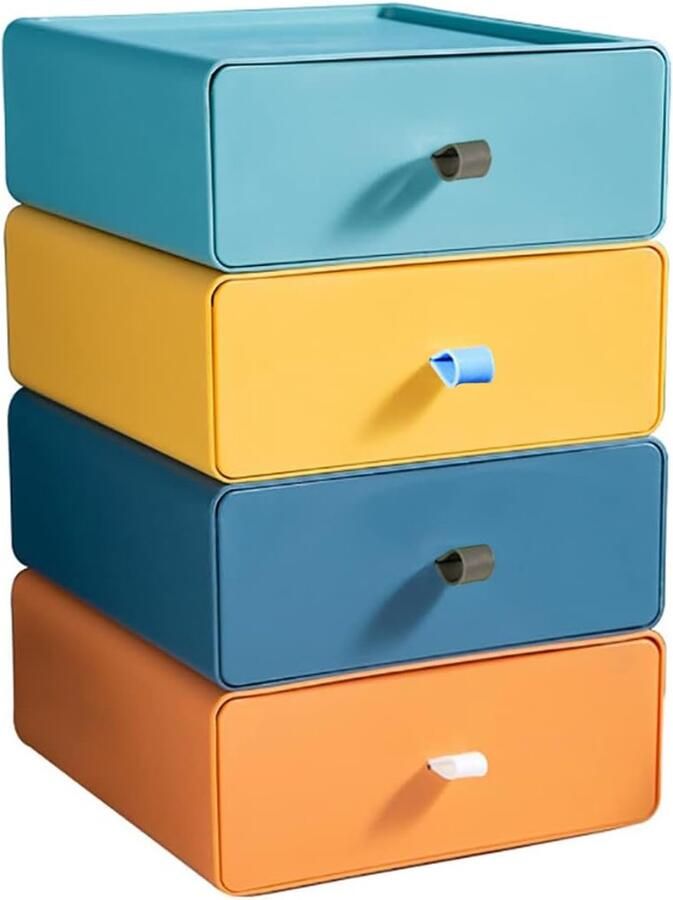 Boraboi Stapelbare Ladebox Organizerset voor Bureau en Make-up met Grote Capaciteit in 4 Kleuren Set van 4