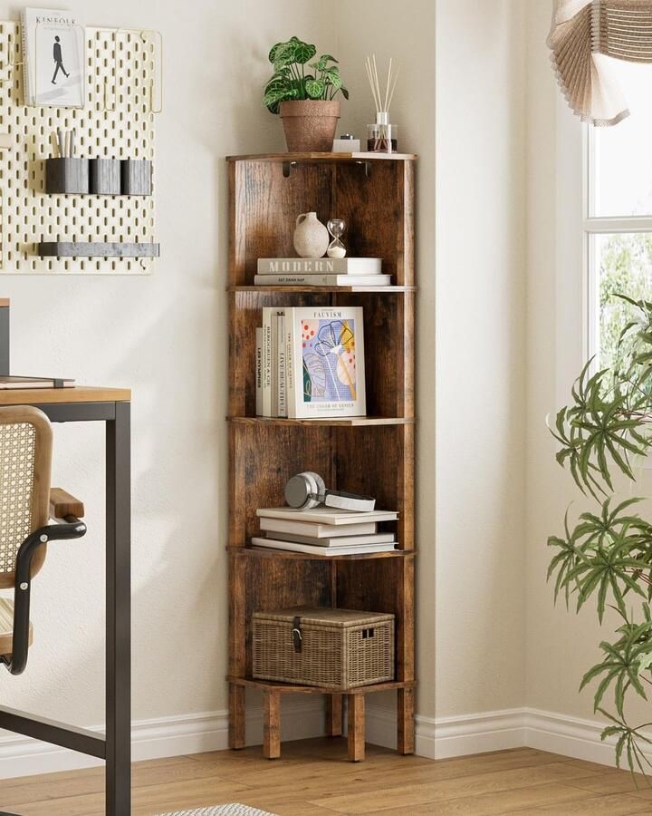 Boraboi Stijlvol en Functioneel Hoekrek met Vijf Niveaus voor Woonkamer en Kantoor