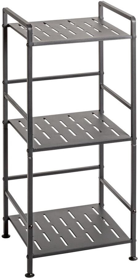 Boraboi Stijlvol en Modern Metalen Wandrek met Drie Verstelbare Planken in Antraciet Finish