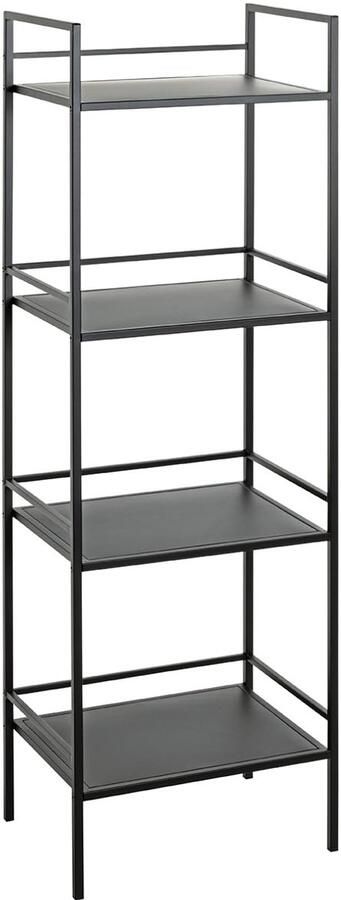 Boraboi Stijlvol en Modern Zwart Metalen Rek met Vier Verstelbare Planken voor Maximale Opslag