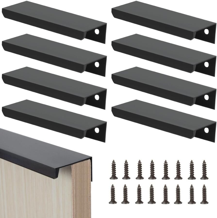 Boraboi Stijlvolle en Minimalistische Zwarte Kastgrepen voor Interieuren 80 mm Set van 8 Stuks